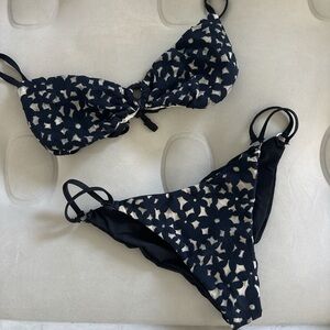 Blue and White Floral planet blue Bikini Set